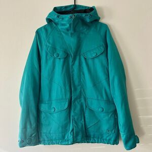 Burton Ginger DRYRIDE Snowboard Jacket Womens L Teal Herringbone Fleece Lined